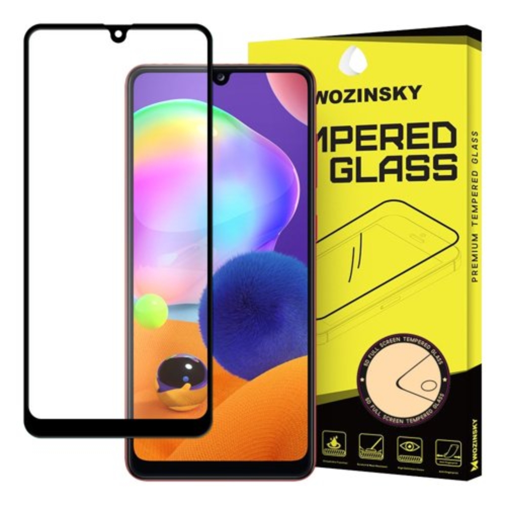 Wozinsky Tempered Glass Full Glue Super Tough Screen Protector Full Coveraged with Frame Case Friendly for Samsung Galaxy A31 black