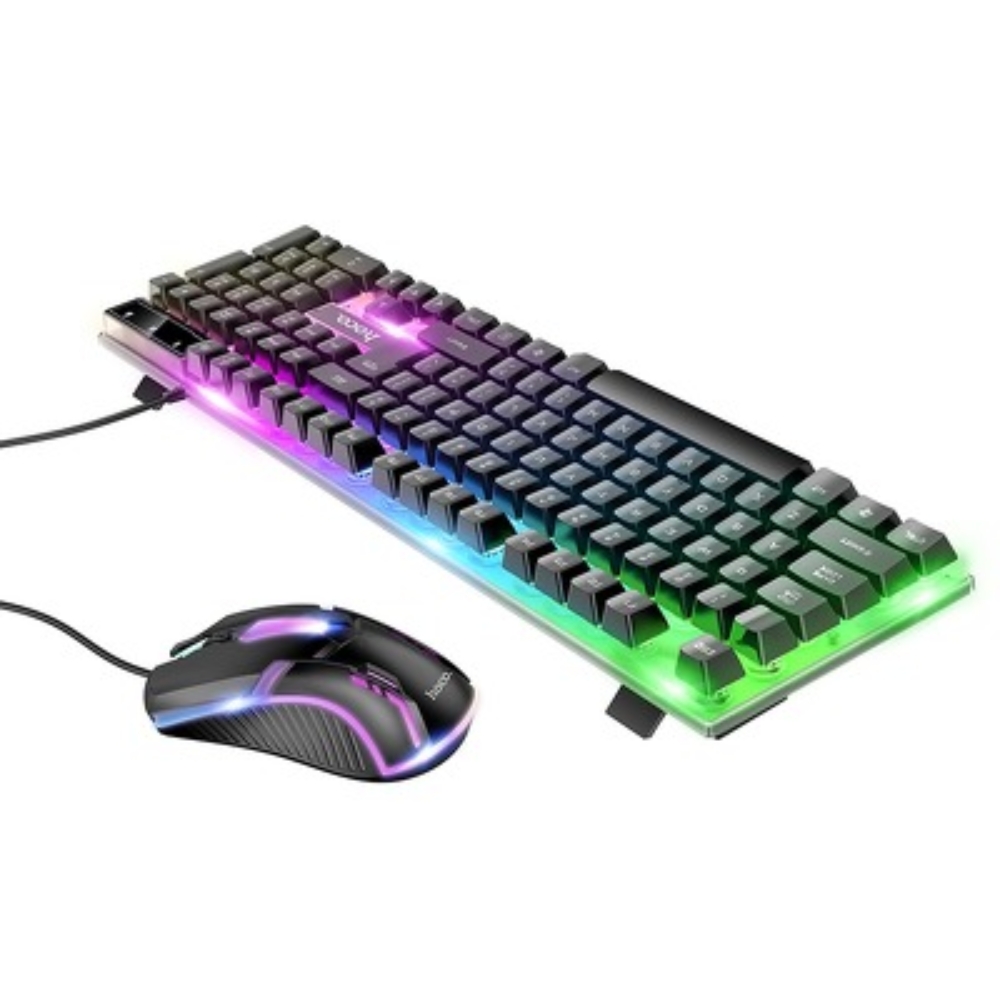 HOCO gaming keyboard and mouse set Light RGB Terrific Glowing GM11 black