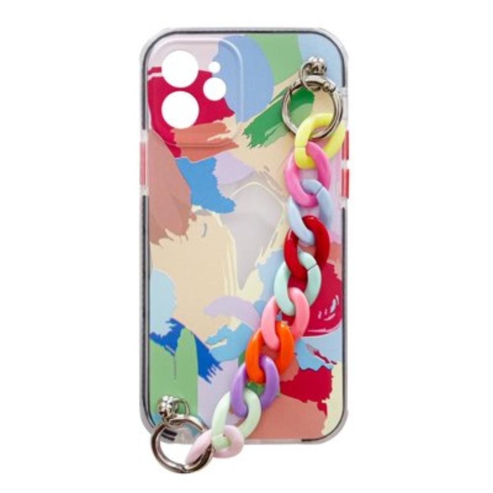 Color Chain Case gel flexible elastic case cover with a chain pendant for iPhone XS / iPhone X multicolour 77351