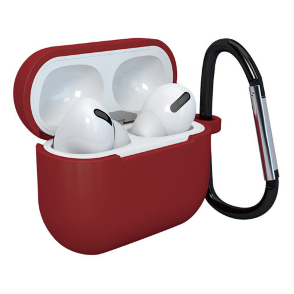Apple AirPods 3 soft silicone earphones case + clip hook red case D
