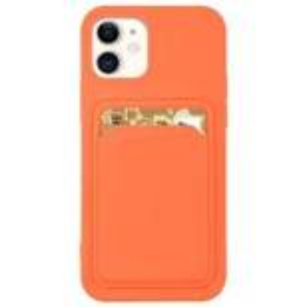 Card Case silicone wallet case with card holder documents for iPhone 13 orange 75434