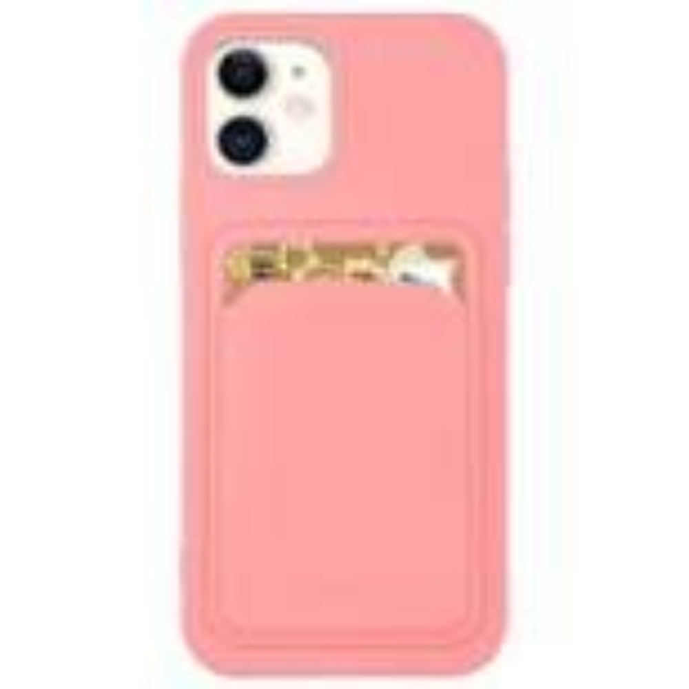 Card Case silicone wallet case with card holder documents for iPhone 13 Pro pink 75439