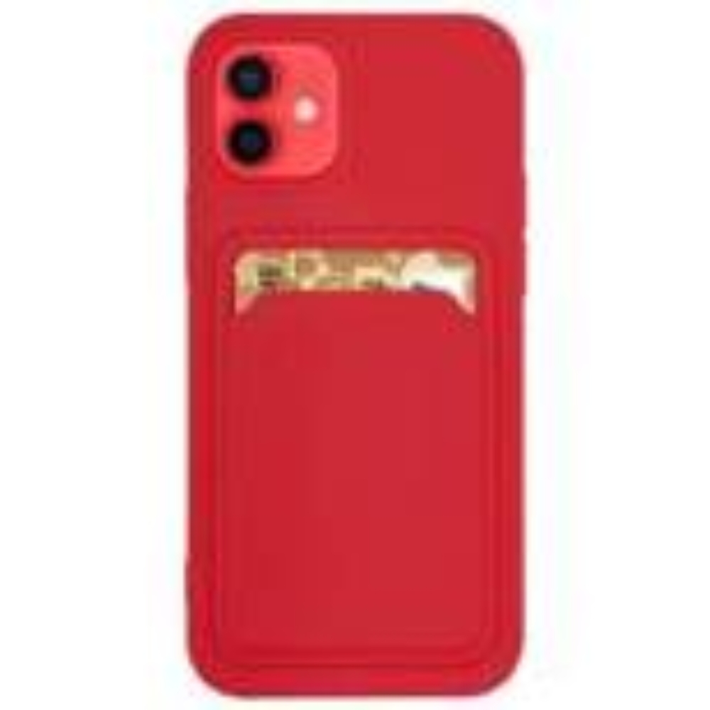 Card Case silicone wallet case with card holder documents for iPhone 13 Pro Max red 75447