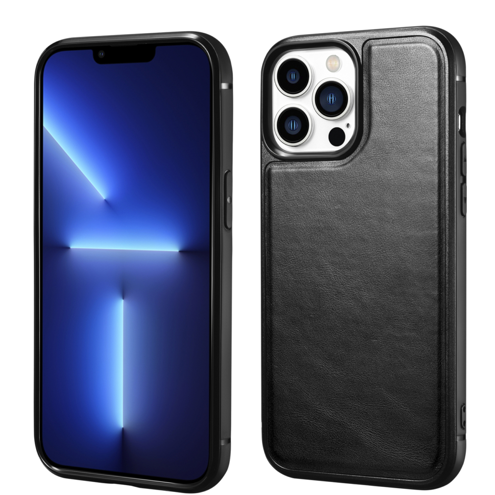 iCarer Leather Oil Wax Genuine Leather Case for iPhone 13 Pro Max black ALI1214-BK 93003