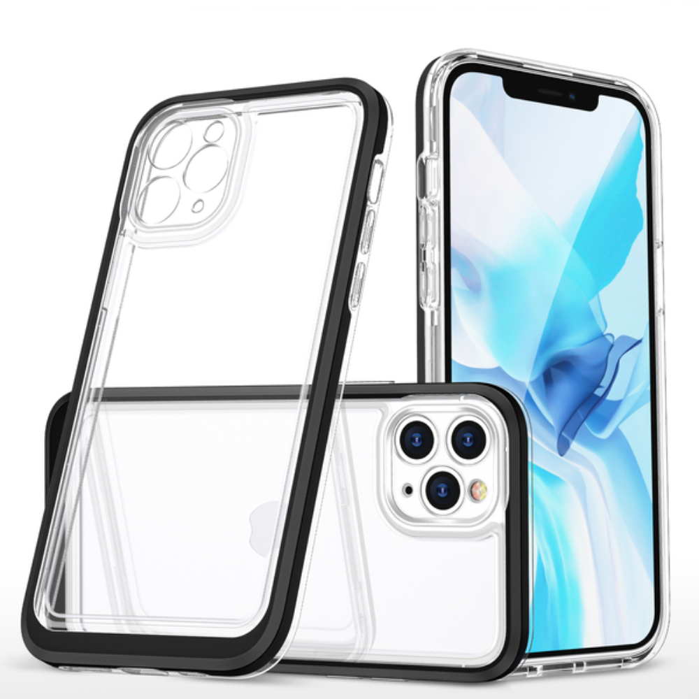 Clear 3in1 case for iPhone 11 Pro Max case gel cover with frame black 88215
