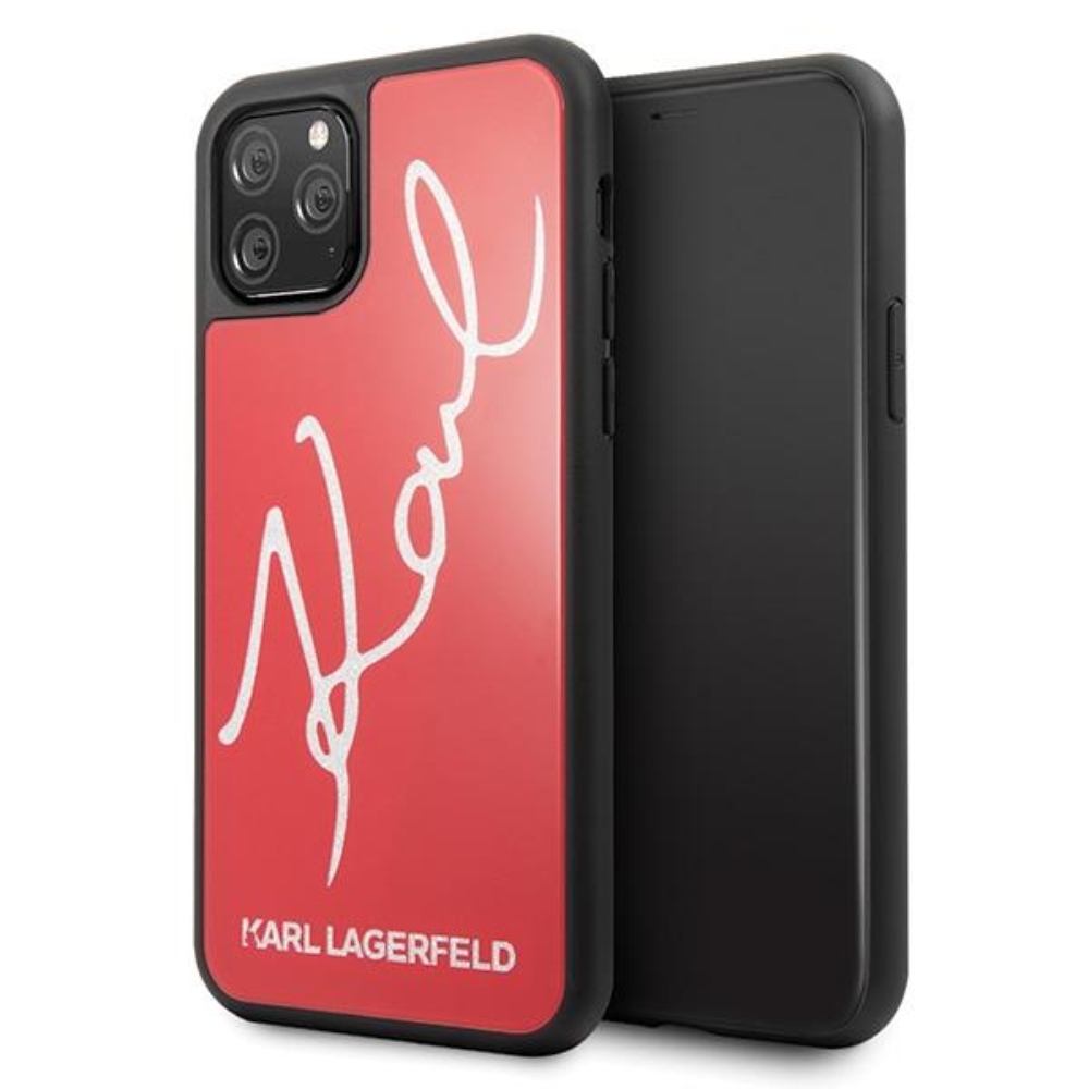 Karl Lagerfeld KLHCN58DLKSRE iPhone 11 Pro czerwony/red hard case Signature Glitter 54662