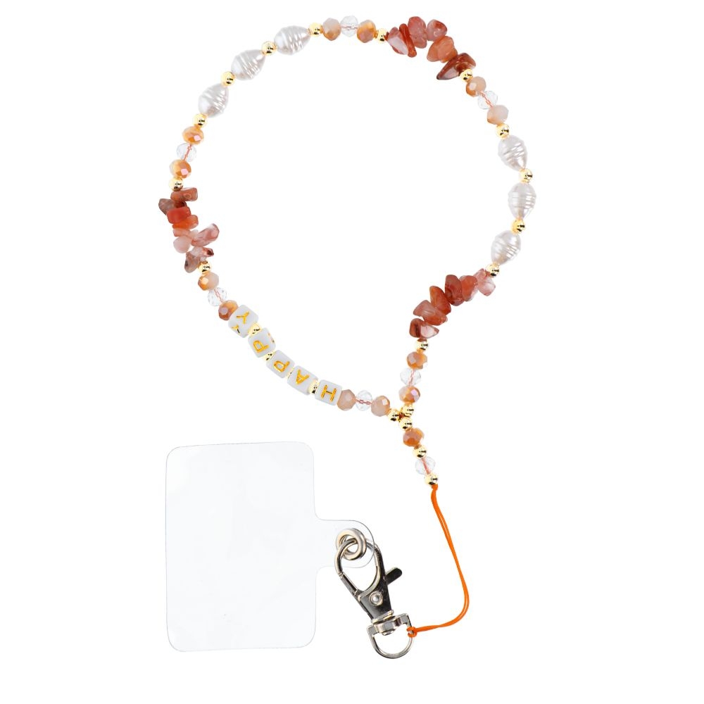 HAPPY pendant for the phone / cord length 44cm (22cm in the loop) / on hand – orange