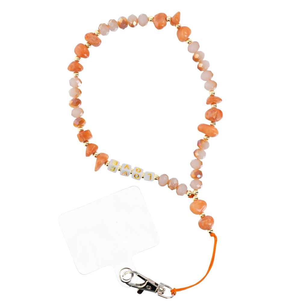 LOVE pendant for the phone / cord length 44cm (22cm in the loop) / on hand – orange