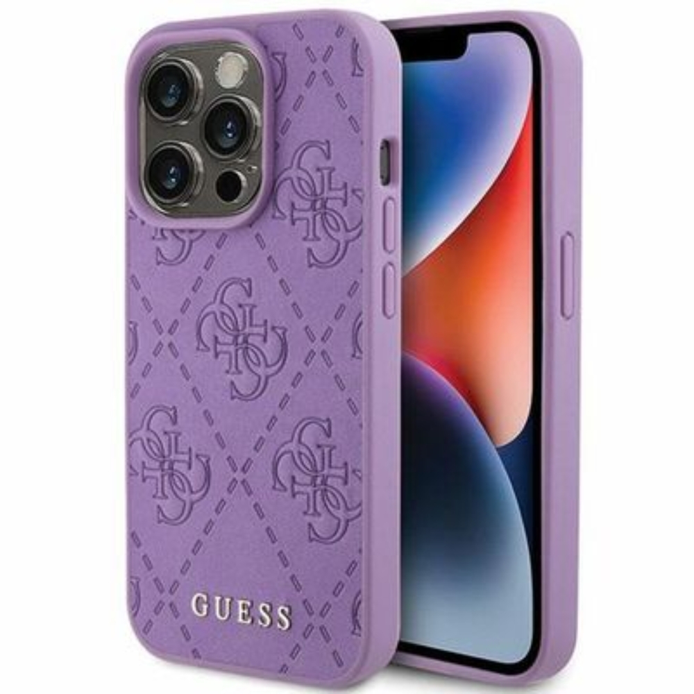 Original faceplate case GUESS GUHCP15XP4EPMU for iPhone 15 PRO MAX (Quilted 4G Classic / light purple)