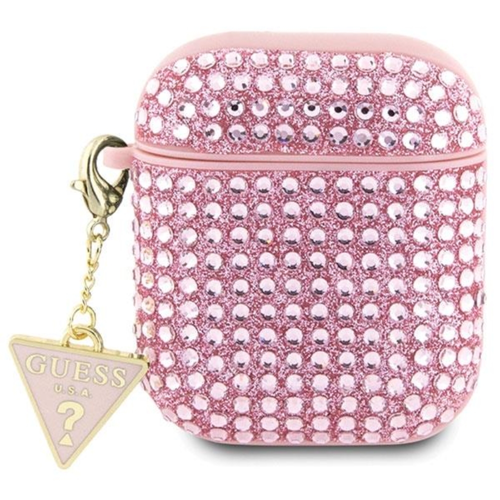 Guess GUA2HDGTPP AirPods 1/2 cover pink/pink Rhinestone Triangle Charm 149362