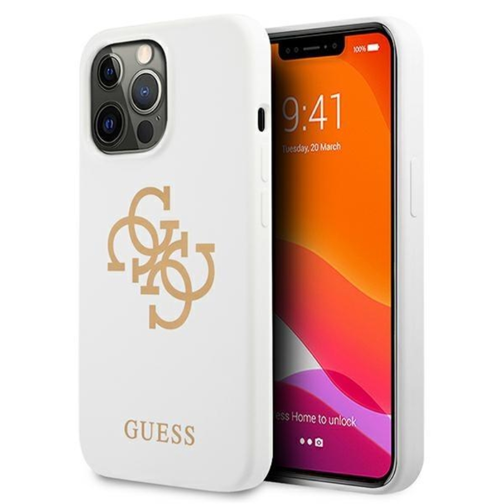 Guess GUHCP13LLS4GGWH iPhone 13 Pro / 13 6,1″ biały/white hard case Silicone 4G Logo 89824