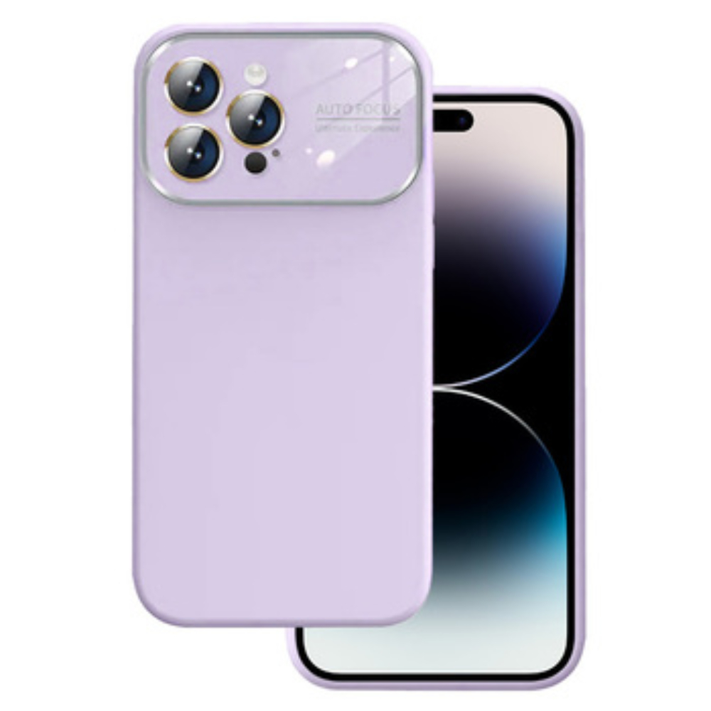 Soft Silicone Lens Case for Iphone 15 light purple